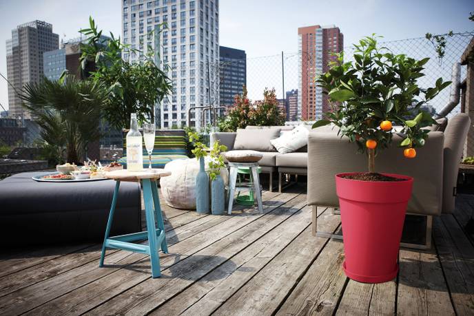 loft urban rond hoog 35cm veenbes rood